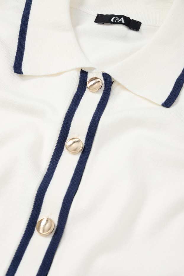 Women - Cardigan - dark blue / creme white