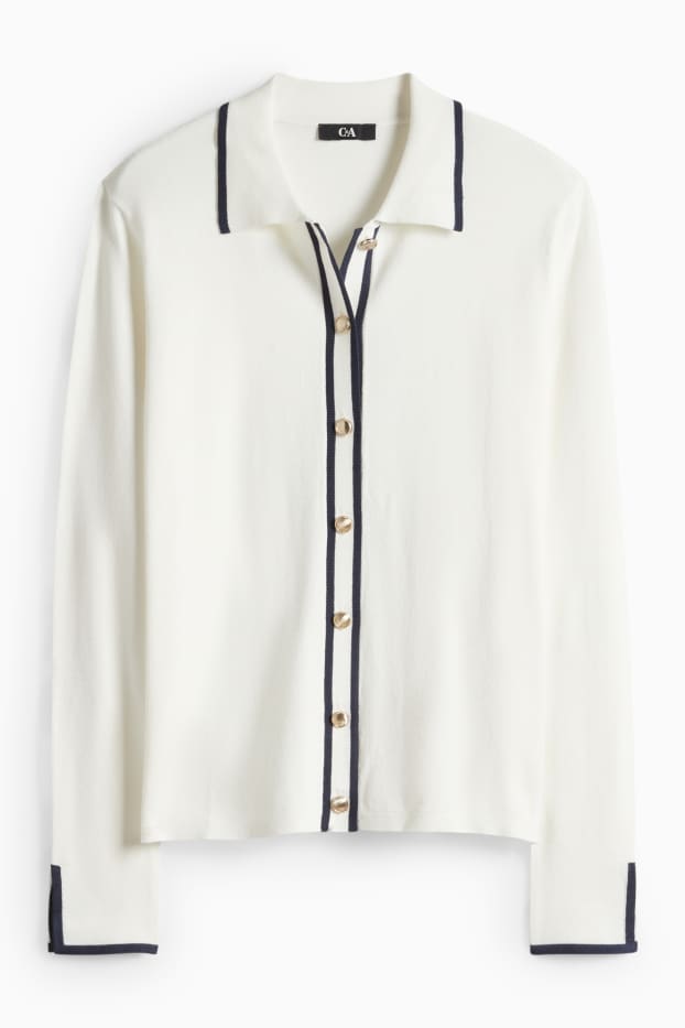 Women - Cardigan - dark blue / creme white