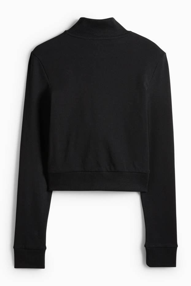 Damen - Crop Sweatjacke - schwarz