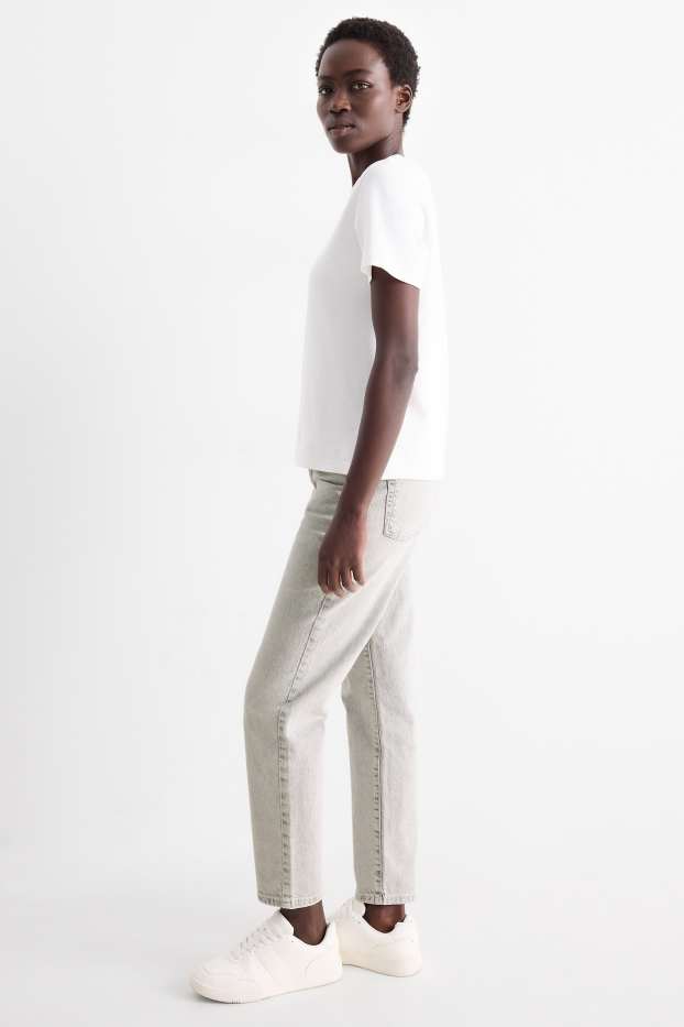 Dames - Mom jeans - high waist - LYCRA® - jeanslichtgrijs