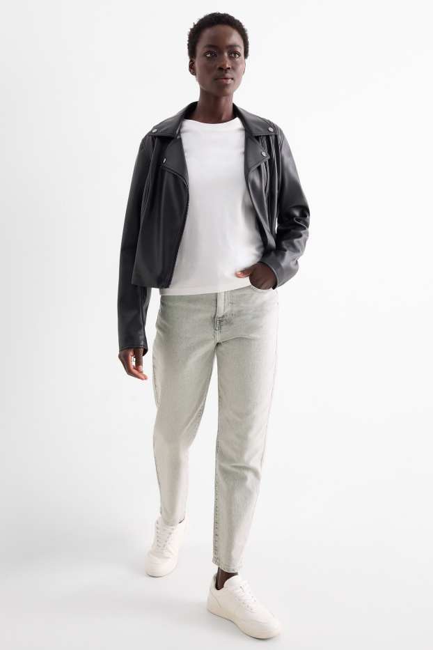 Dames - Mom jeans - high waist - LYCRA® - jeanslichtgrijs