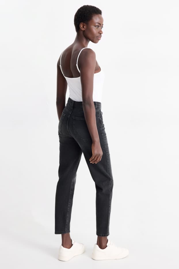 Dámské - Mom jeans - high waist - LYCRA® - džíny - tmavošedé