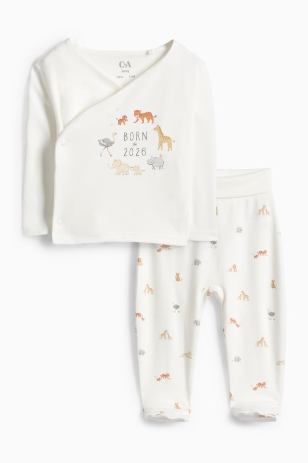 Unisexe - Animaux sauvages - tenue nouveau-né - 2 pièces - blanc