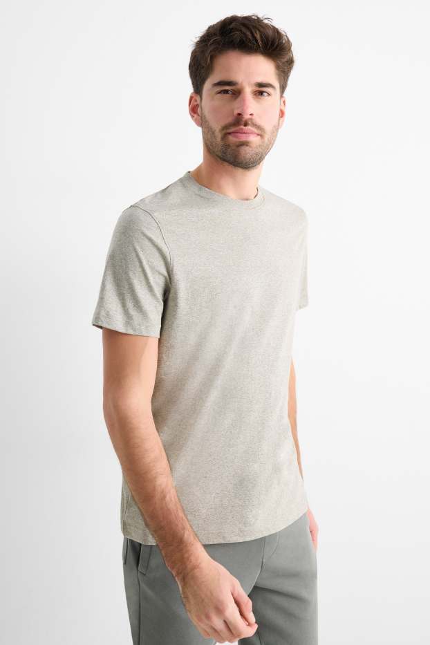 Heren - T-shirt - regular fit - grijs-mix