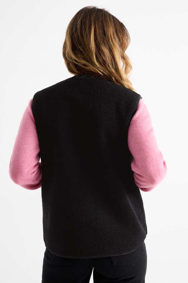 Femei - Vestă de pluș - negru