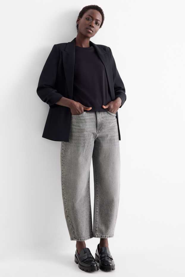 Dámské - Barrel jeans - high waist - džíny - šedé