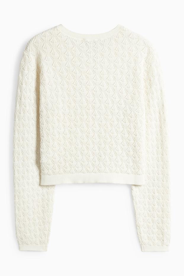 Děti - dívky - Pletený kardigan - krémově bílá