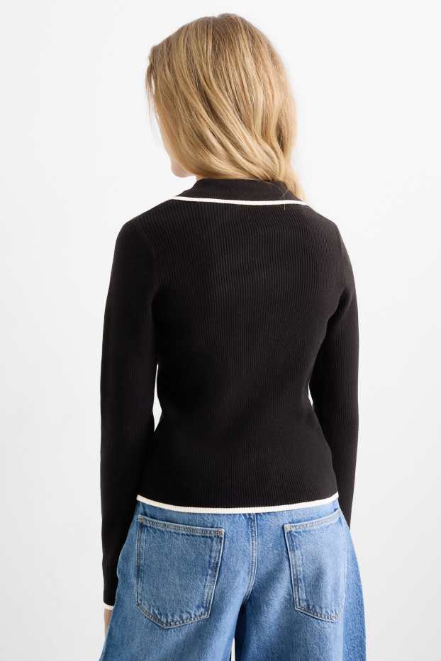 Děti - dívky - Svetr - žebrovaný - černá