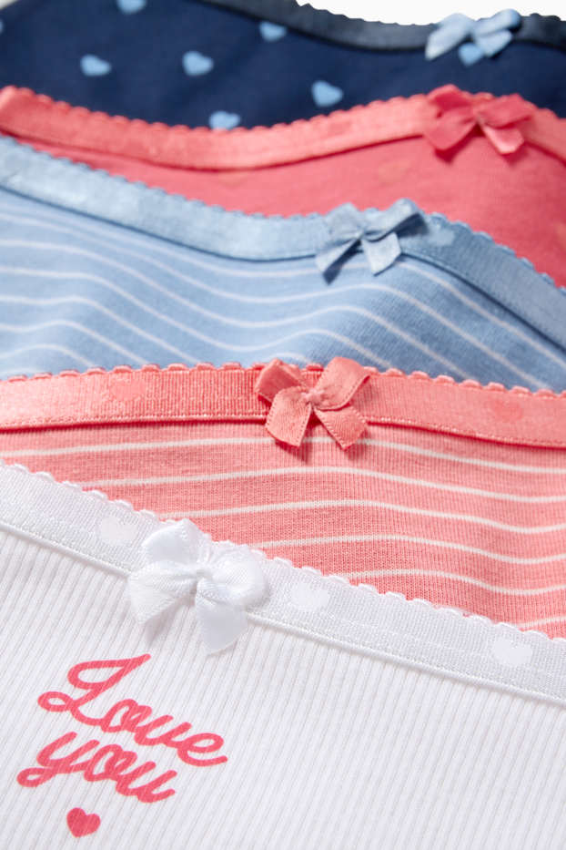 Enfants filles - Lot de 5 - cœur - shorty - rose