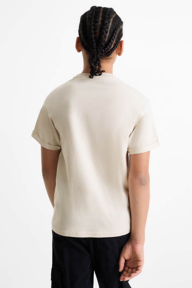 Children Boys - Skateboarder - short sleeve T-shirt - light beige