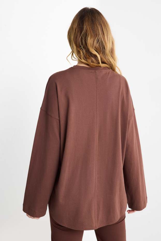 Femei - Tricou cu mânecă lungă - relaxed fit - maro închis