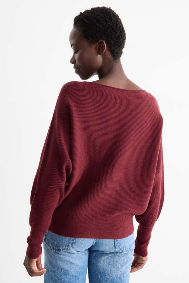 Dámské - Svetr - žebrovaný - bordeaux