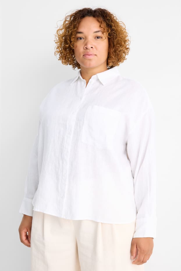 Women - Linen blouse - white