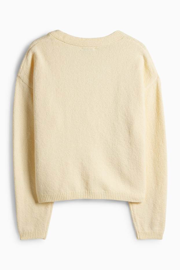 Women - Knitted cardigan - light yellow