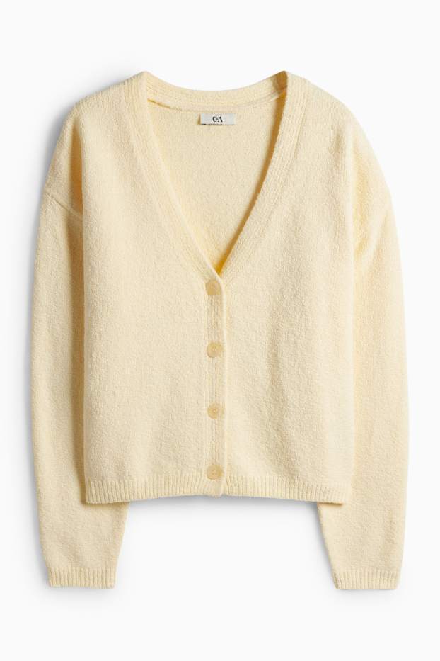 Women - Knitted cardigan - light yellow