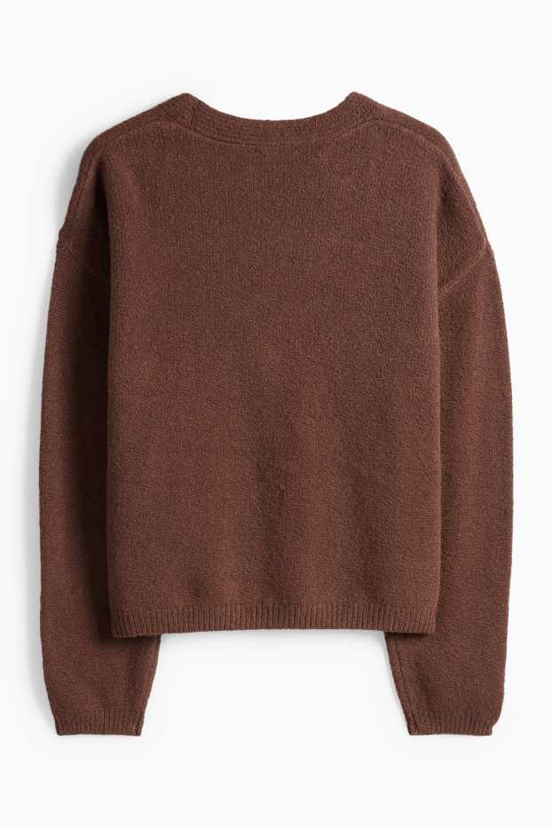 Women - Knitted cardigan - dark brown