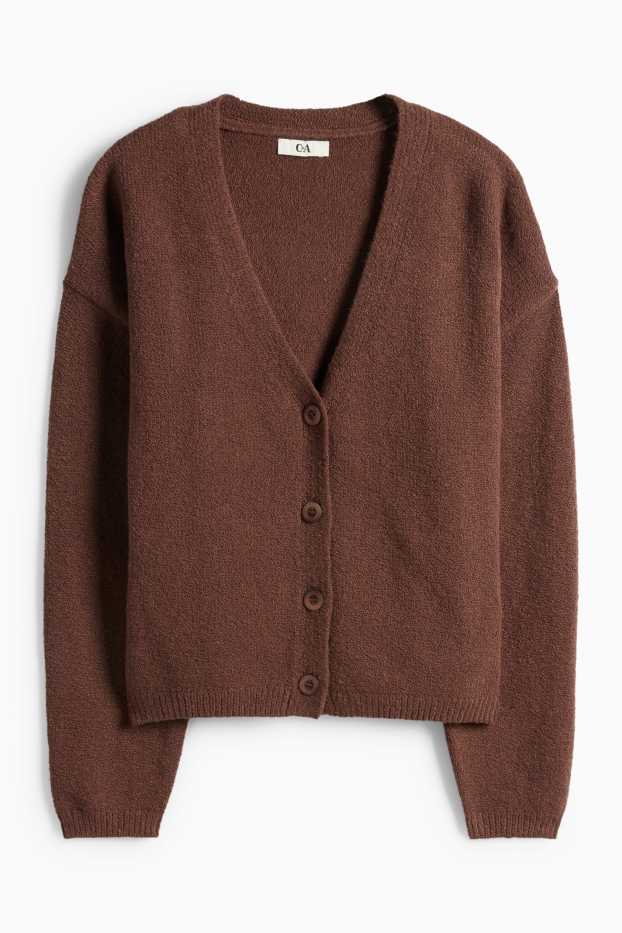 Women - Knitted cardigan - dark brown