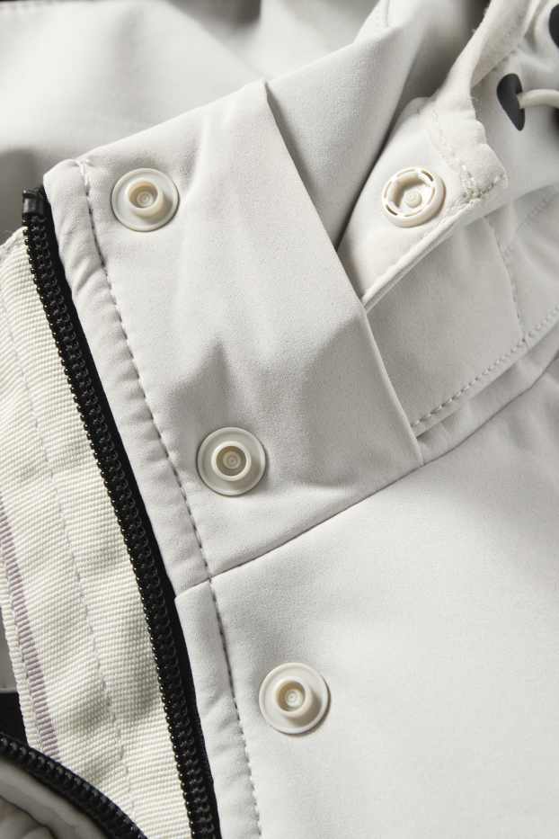 Damen - Softshellmantel mit Kapuze - wasserabweisend - 4 Way Stretch - hellgrau