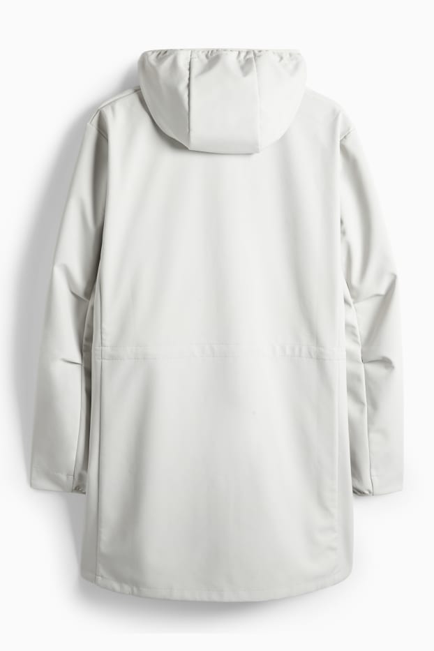 Damen - Softshellmantel mit Kapuze - wasserabweisend - 4 Way Stretch - hellgrau