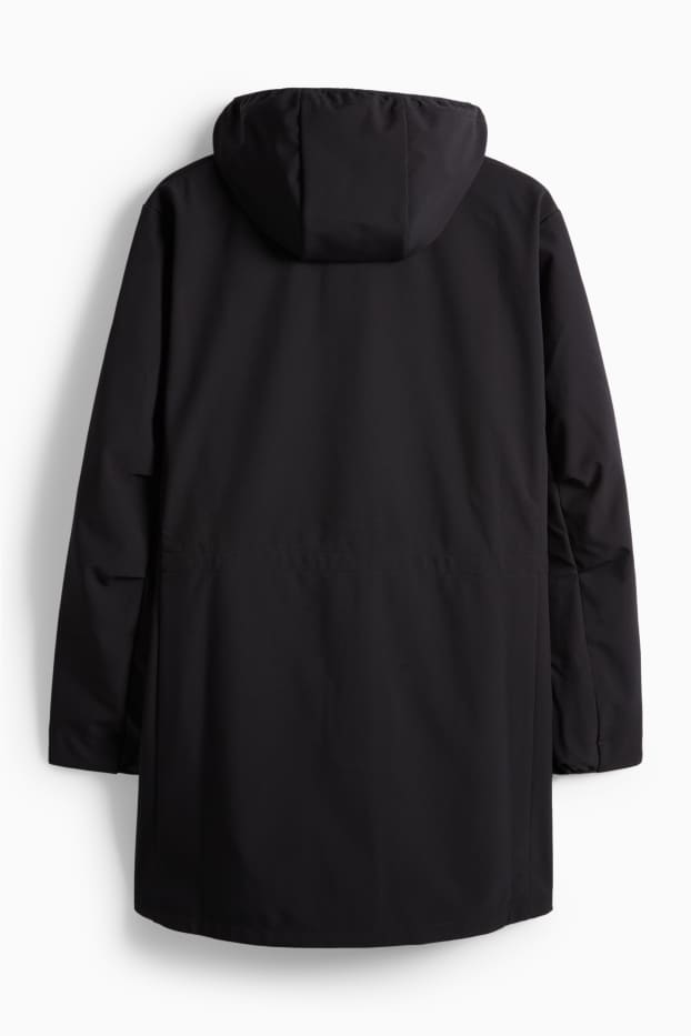 Damen - Softshellmantel mit Kapuze - wasserabweisend - 4 Way Stretch - schwarz