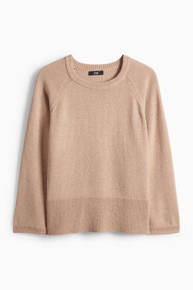 Dámské - Svetr - světle hnědá