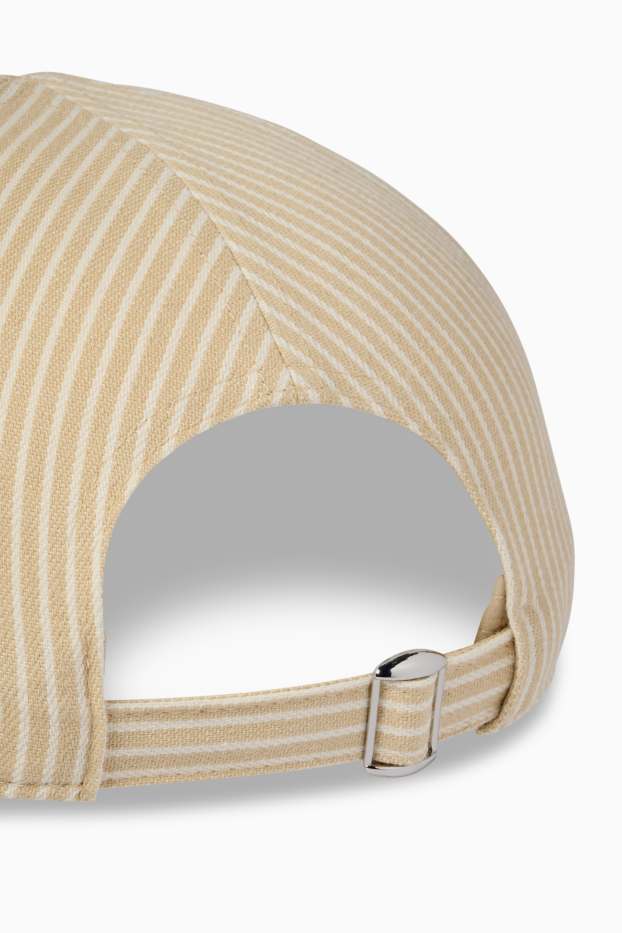 Dames - Pet - gestreept - beige