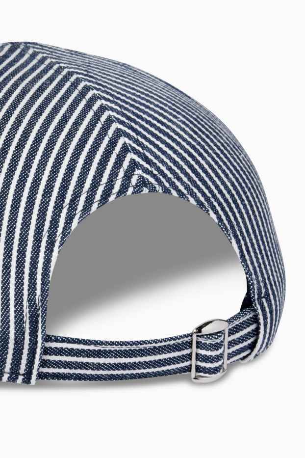 Dames - Pet - gestreept - donkerblauw / crème wit