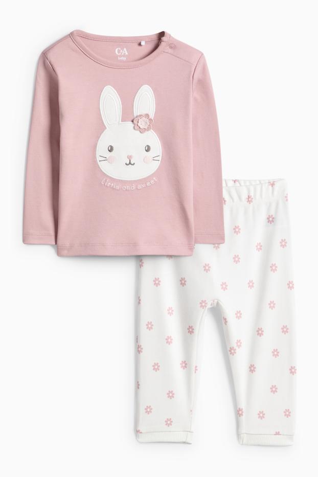 Baby: meisjes - Konijntje - babypyjama - 2-delig - roze