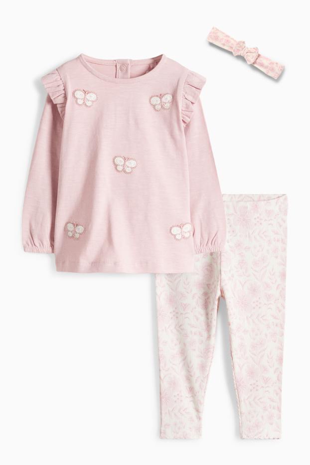 Nadó nena - Papallona - conjunt de ganxet per a nadó - 3 peces - rosa fosc