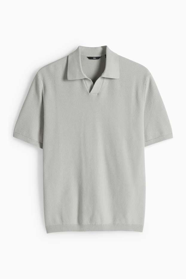Bărbați - Tricou polo din tricot - regular fit - structurat - gri