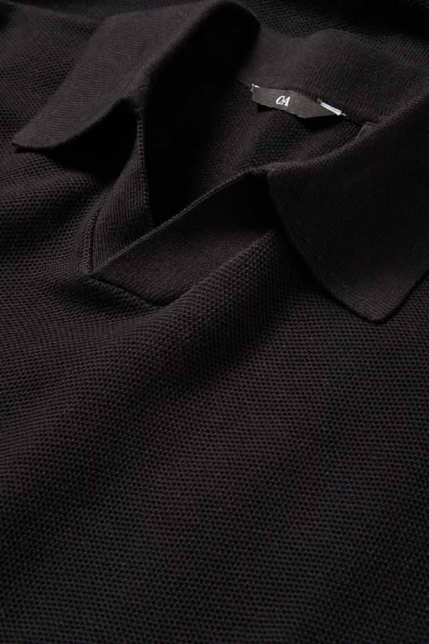 Bărbați - Tricou polo din tricot - regular fit - structurat - negru