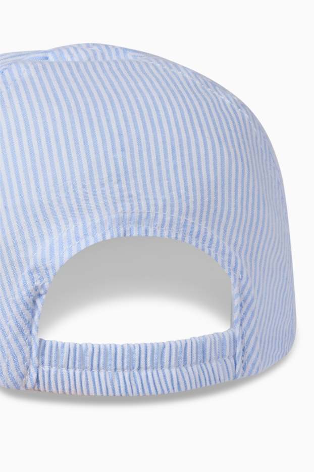 Baby Jungen - Schiffchen - Baby-Cap - gestreift - weiss / hellblau