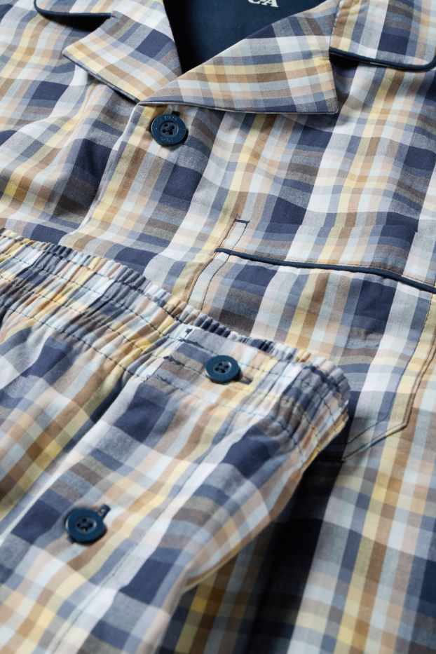 Bărbați - Pijama - în carouri - albastru