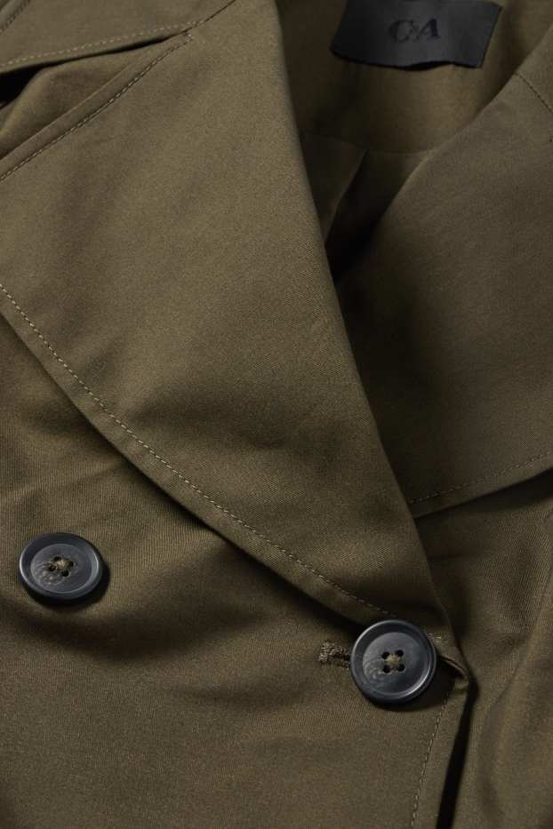 Dames - Korte trenchcoat - donkergroen