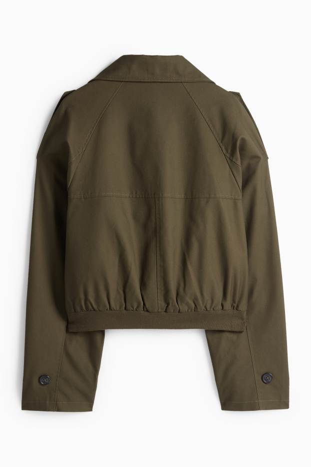 Dames - Korte trenchcoat - donkergroen