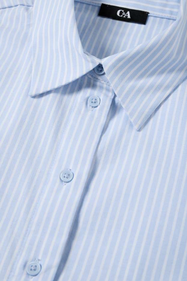 Dames - Blouse - gestreept - wit / lichtblauw