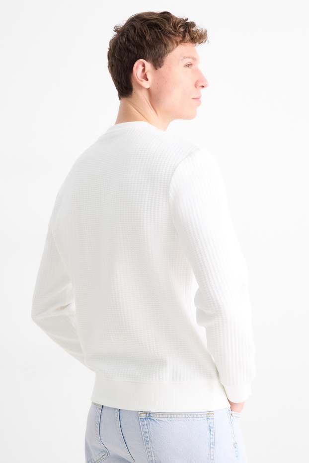 Heren - Sweatshirt - met structuur - wit