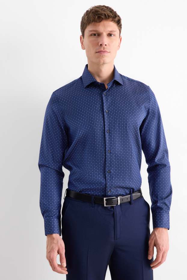 Bărbați - Cămașă office - regular fit - guler italian - ușor de călcat - albastru închis