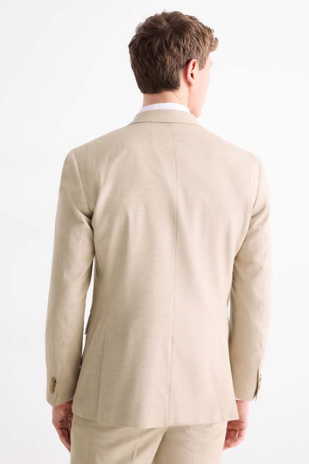 Hommes - Veste de costume - regular fit - extensible - à carreaux - beige