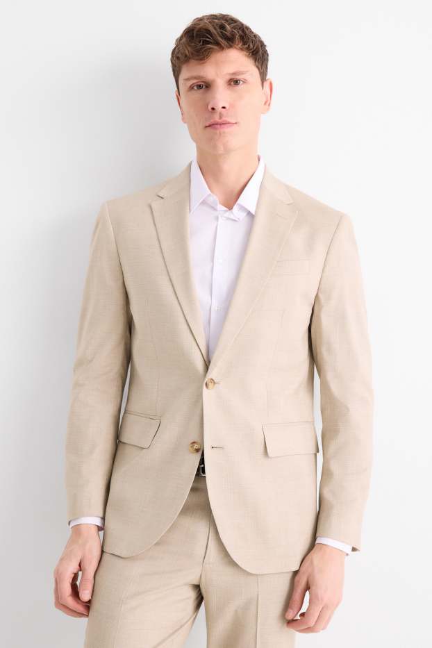 Hommes - Veste de costume - regular fit - extensible - à carreaux - beige