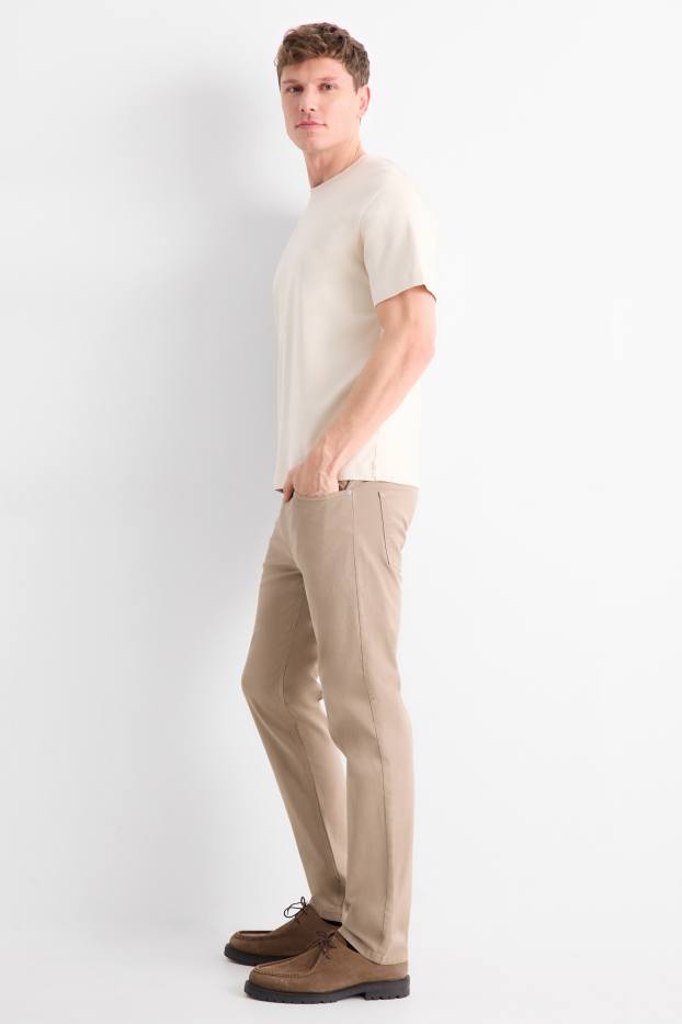 Uomo - Pantaloni - slim fit - tessuto tramato - tortora