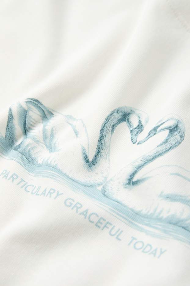 Donna - T-shirt - oversize - a coste - bianco