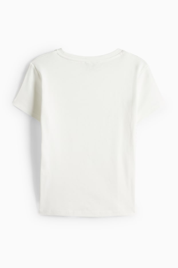 Donna - T-shirt - oversize - a coste - bianco