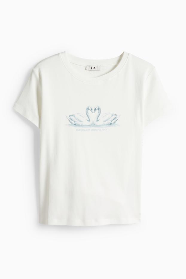 Donna - T-shirt - oversize - a coste - bianco