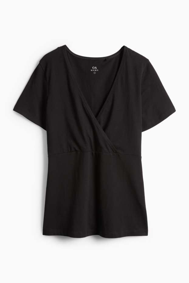 Donna - Maglia pigiama per allattamento - nero