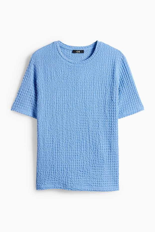 Femmes - T-shirt - regular fit - finition texturée - bleu
