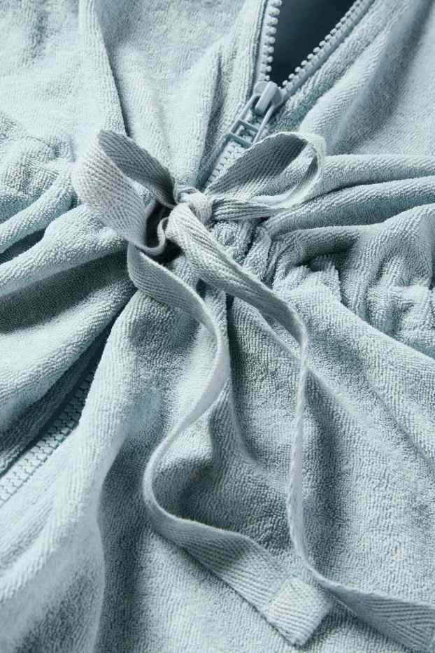 Damen - Bademantel mit Kapuze - türkis