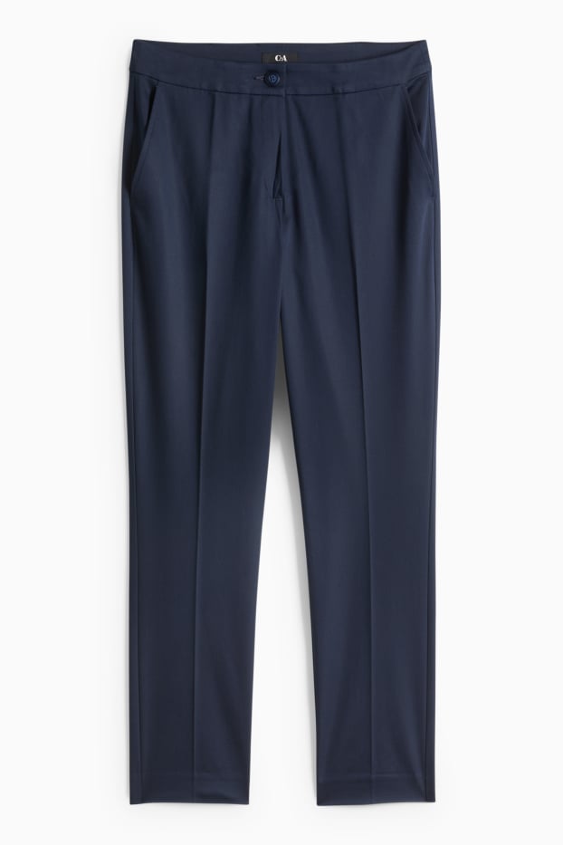 Dámské - Plátěné kalhoty - mid waist - slim fit - tmavomodrá