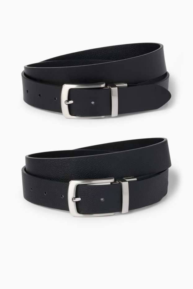 Pánské - Oboustranný pásek - imitace kůže - černá