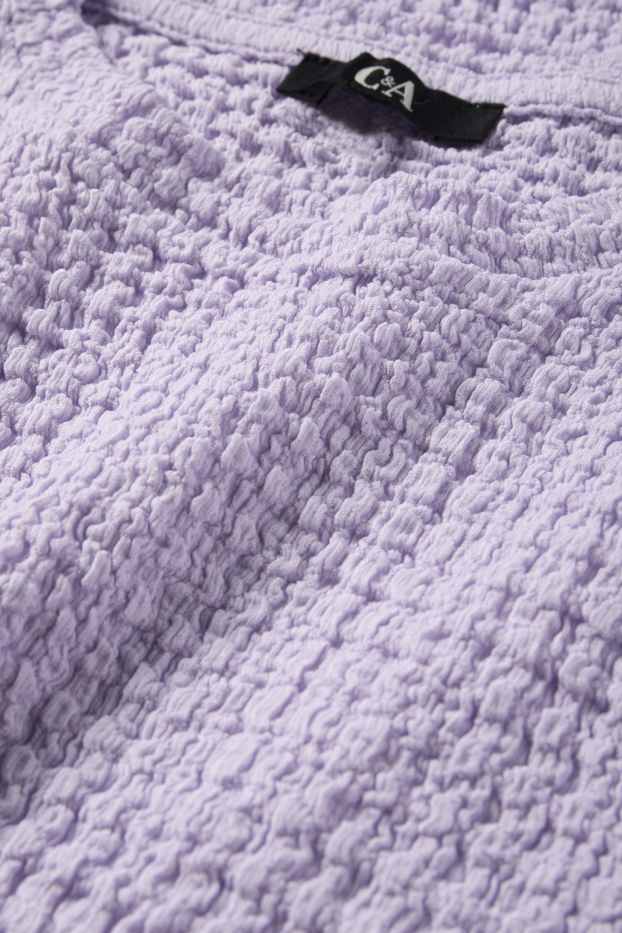 Femmes - T-shirt - regular fit - finition texturée - violet clair